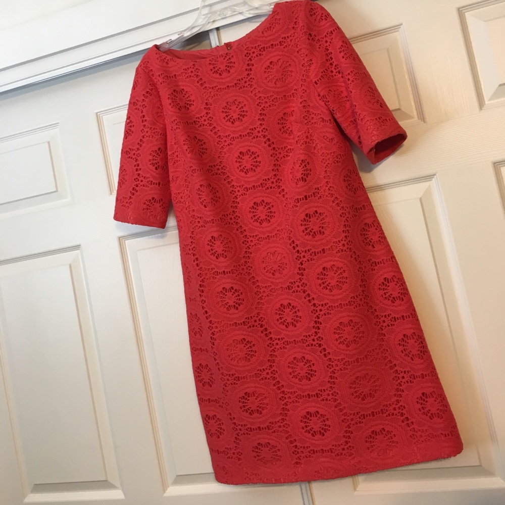 Coral Adrianna Papell Lace Dress size 14